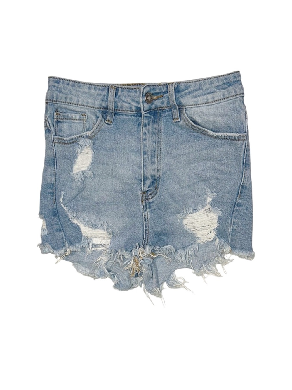 NATURE Women's Distressed Denim Shorts Size Medium Raw Hem